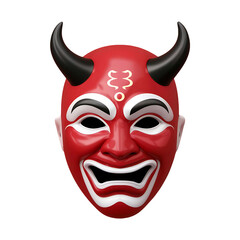 Japanese traditional devil mask isolated on transparent background