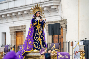 Procession for Lent on the streets of Antigua, Guatemala.