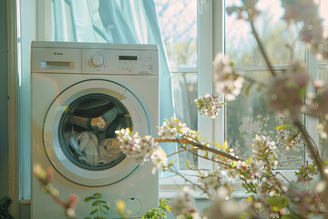 A washing machine, Spring background