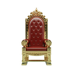 Seat of the royal throne golden throne chair isolated on transparent background