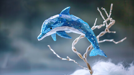 Sustainable Fun: A Vibrantly Painted Dolphin Craft from Recycled Egg Cartons - obrazy, fototapety, plakaty