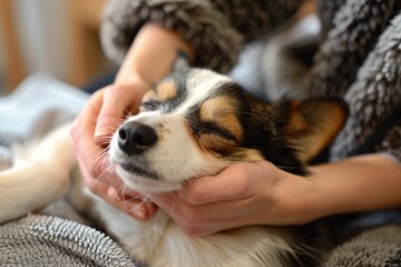 Cane si gode un massaggio rilassante