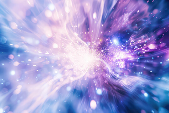 microscopic etheral close up of hydrogen particles imploding and bursting with enormous force
