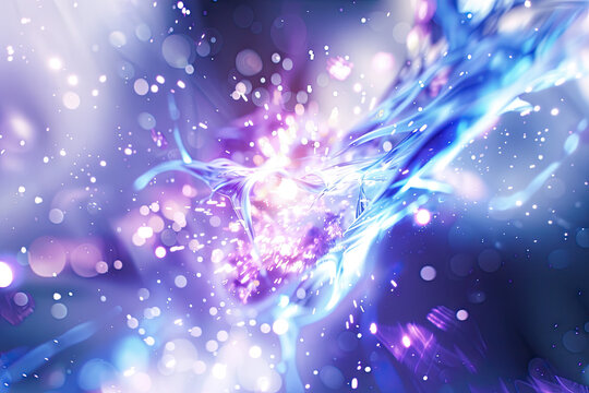 microscopic etheral close up of hydrogen particles imploding and bursting with enormous force