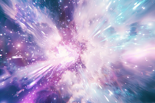 microscopic etheral close up of hydrogen particles imploding and bursting with enormous force