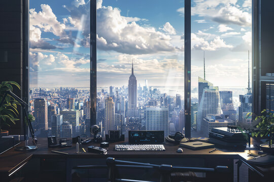 photorealistic background for a lavish corprate streaming studio