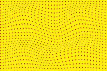  modern simple abstract red color small polka dot wavy distort pattern on yellow background