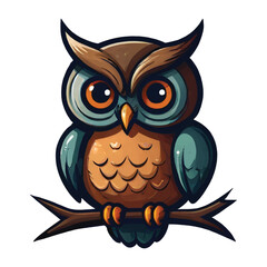 Fototapeta premium Adorable Little Owl Cartoon: Playful Flat Vector Illustration for Kids