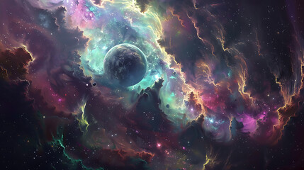 Mysterious space wallpaper for applies to graphic resources used for a variety of designs - obrazy, fototapety, plakaty