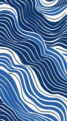 Fototapeta na wymiar blue and white pattern, groovy retro style, wavy big lines, simple. In the style of retro artists.