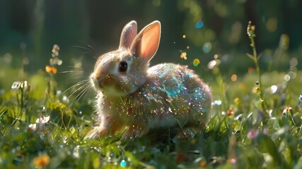 One sunny morning Kiki the little rabbit ran happily i