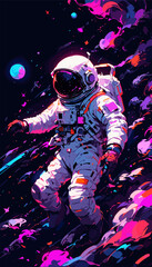Captivating Neon Astronaut Journey Graphic