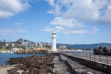 lighthouse at Wollongong Harbour, southern beach, NSW, Australia