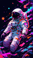 Fototapeta premium Stunning Neon Space Wanderer Vector