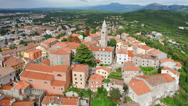 Aerial view of the Labin old town, Istria peninsula, Croatia