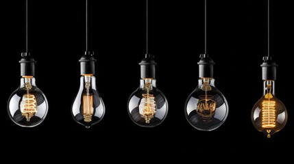 Hanging bulb set collection. Isolated background Generative AI