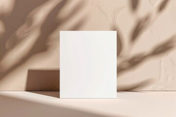 Square Card Mockup, photo realistic, front view, calm and warm background