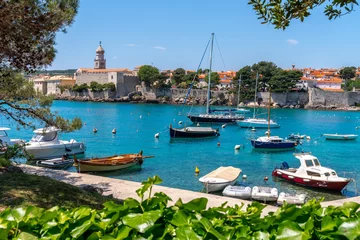 Foto auf Leinwand Panorama from the Adriatic promenade of the town of Krk on the island of Krk, Croatia © EKH-Pictures