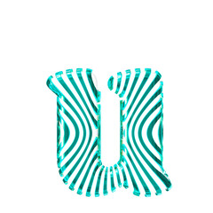 White symbol with turquoise vertical ultra-thin straps. letter u