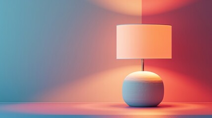3D clay render of a modern table lamp, isolated on a solid color background, simplistic design , clean sharp