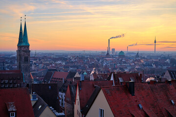 Blick auf Nürnberg Sonnenuntergang von der Kaiserburg