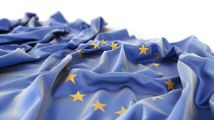 Europe flag. 3d illustration. with white background space for text. Close-up view. ai generated  - obrazy, fototapety, plakaty