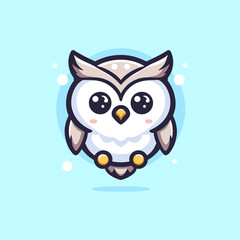 Owl Cute Mascot Logo Illustration Chibi Kawaii is awesome logo, mascot or illustration for your product, company or bussiness