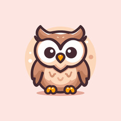 Owl Cute Mascot Logo Illustration Chibi Kawaii is awesome logo, mascot or illustration for your product, company or bussiness