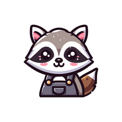 Racoon Cute Mascot Logo Illustration Chibi Kawaii is awesome logo, mascot or illustration for your product, company or bussiness