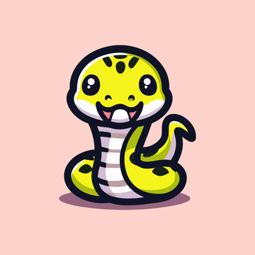 Snake Cute Mascot Logo Illustration Chibi Kawaii is awesome logo, mascot or illustration for your product, company or bussiness
