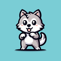Wolf Cute Mascot Logo Illustration Chibi Kawaii-02