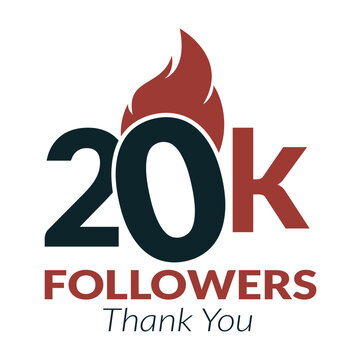 20k followers vector logo design icon vector. Thanks for 20k followers.