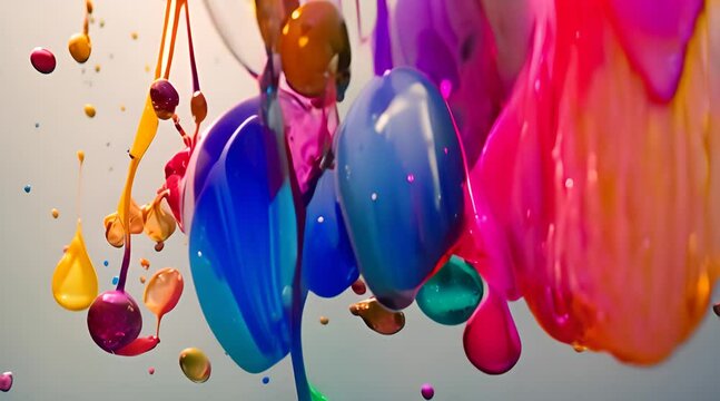 Color paint drops in water abstract color mix drop of Ink color mix paint falling on water Colorful ink in water footage