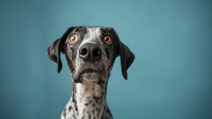 Hund Gesicht Porträt witzig schaut in die Kamera für Poster und Kalender, ai generativ