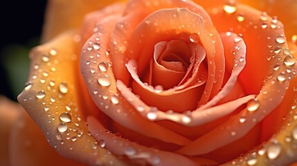 close up view of rose with water drops background