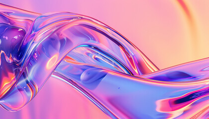 Fluid Holographic Waves, Vibrant Pink and Blue, Dynamic Abstract Background