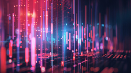 Visualization of data streams in the stock market using dots arranged in lines, abstract background created with generative AI technology 