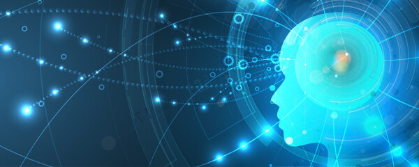 Abstract Artificial intelligence. Cloud computing. Machine learning. Technology web background. Virtual concept futuristic background