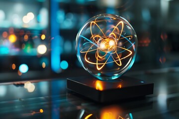 energy contained in glass sphere with magnetic fields - obrazy, fototapety, plakaty
