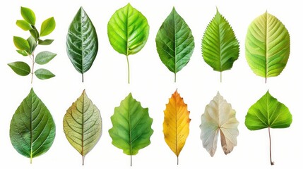 Leaf set collection. Isolated on white background Generative AI