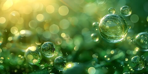 Bubbles of Green Hydrogen Gas in Liquid: A Symbol of Sustainable Energy and Environmental Conservation for the Future. Concept Sustainable Energy, Green Hydrogen Gas, Environmental Conservation