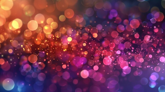 Ethereal bokeh particles in purple hues - Ethereal and serene, this abstract features soft purple bokeh particles scattered across a dark backdrop