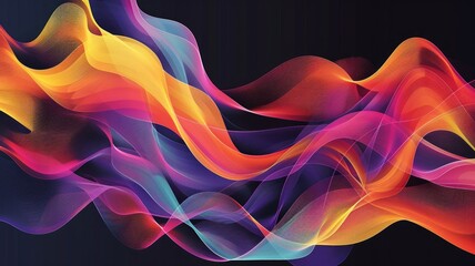 Multicolored abstract wave on a dark background - A multicolored wave with a sense of fluidity and motion, perfect for conceptual projects