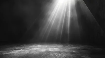 Foto op Canvas Spotlight on empty stage with dusty floor - A striking scene with a spotlight beaming on an empty stage with a dusty floor, evoking feelings of anticipation © Mickey