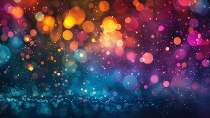 Obraz na płótnie Canvas Abstract colorful bokeh lights background - Vibrant abstract image with multicolored bokeh lights creating a festive and joyful background