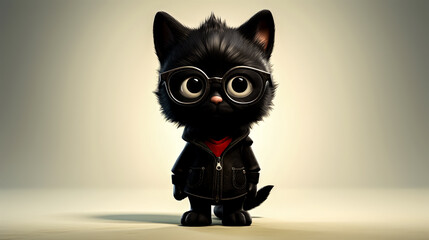 A cartoon cat wearing a leather jacket
