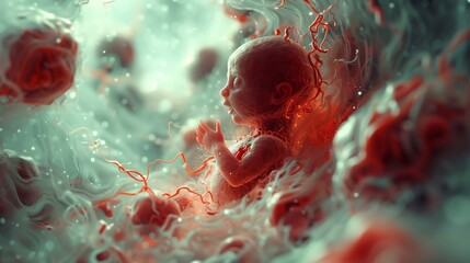 Human fetus inside the womb - obrazy, fototapety, plakaty
