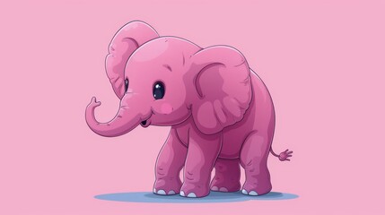  Pink elephant, on pink floor with pink walls surrounding