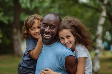 Fototapeta premium multi racial family having fun in the park