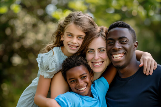 Multi Racial Family Having Fun In The Park